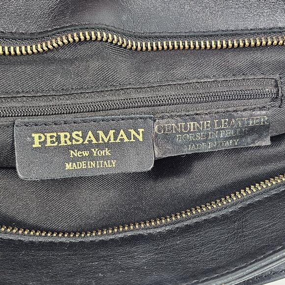 Persaman New York Anabela Quilted Black Leather Satchel Bag Convertible Handles - Picture 4 of 12